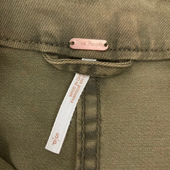 Free People Ruffle Hem Military Jacket Size S Double Breasted Peplum Green - Picture 9 of 11